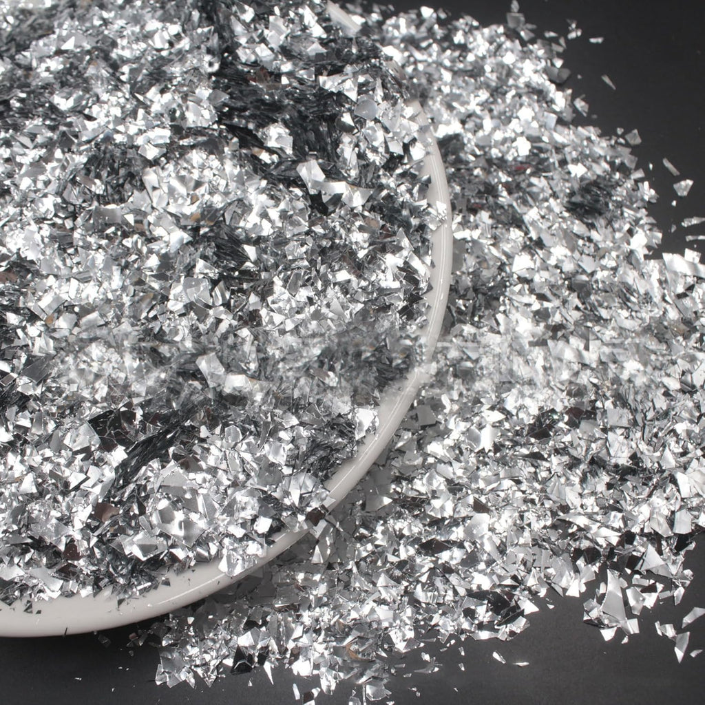 Sparkle Metallic Table Confetti, Mylar Foil Confetti Perfect for DIY Crafts, New Years, Surprise Parties, Birthdays, Photo Shoots, Engagements & Weddings Decorations (Silver)