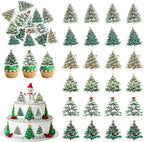72Pcs Edible Christmas Tree Cupcake Toppers Picks Merry Christmas Theme Birthday Party Decorations New Year Holiday Baby Shower Kids Party Supplies