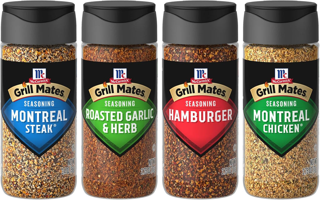McCormick Grill Mates Spices, Everyday Grilling Variety Pack (Montreal Steak, Montreal Chicken, Roasted Garlic & Herb, Hamburger), 4 Count
