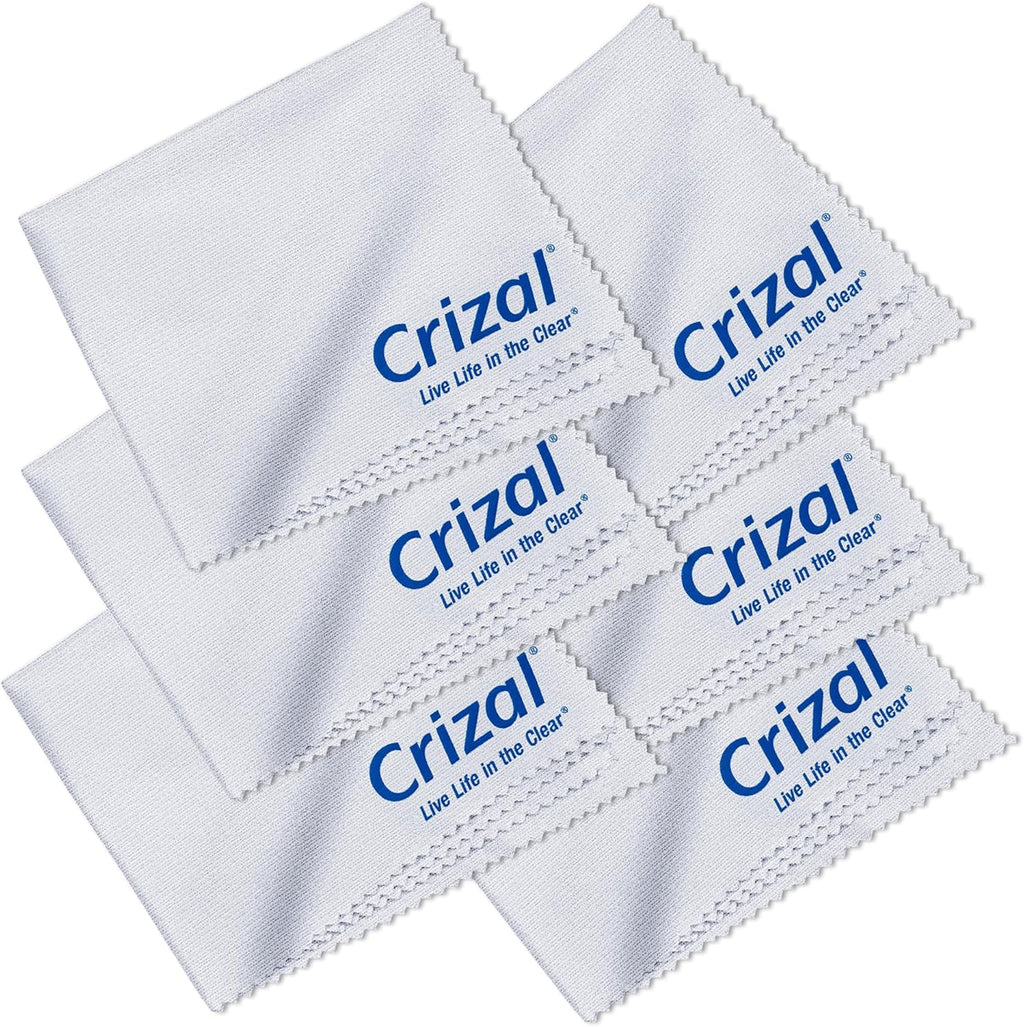 Crizal Eyeglass Cleaning Cloths – 6 Pack Premium Microfiber – Designed & Tested for AR-Coated Lenses – Trusted by Optical Professionals