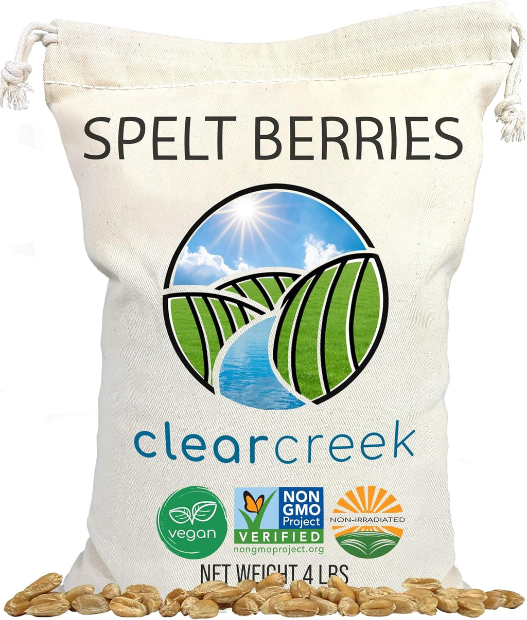CLEAR CREEK Spelt Berries | 4 lb | Vegan | Non-GMO Project Verified | North American Grown