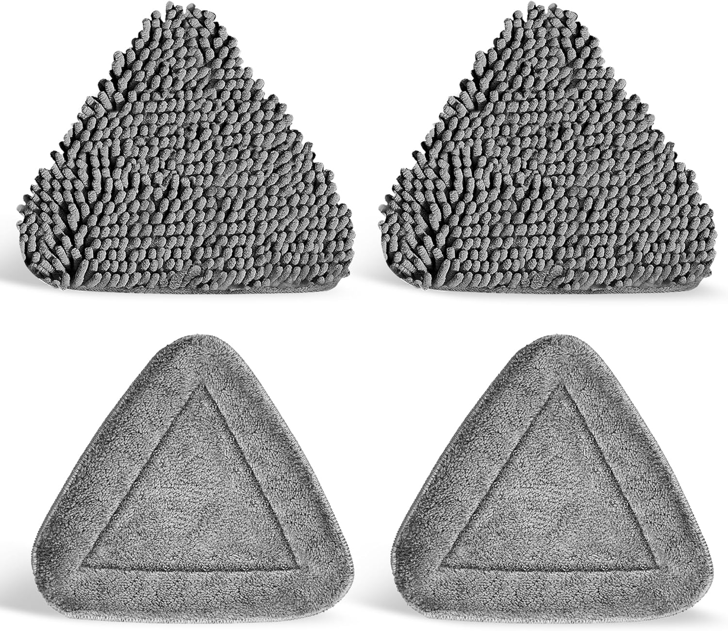 JEHONN Triangle Wall Mop Replacement Heads, 2 PCS Chenille Pads & 2 PCS Microfiber Pads for Wet and Dry Use
