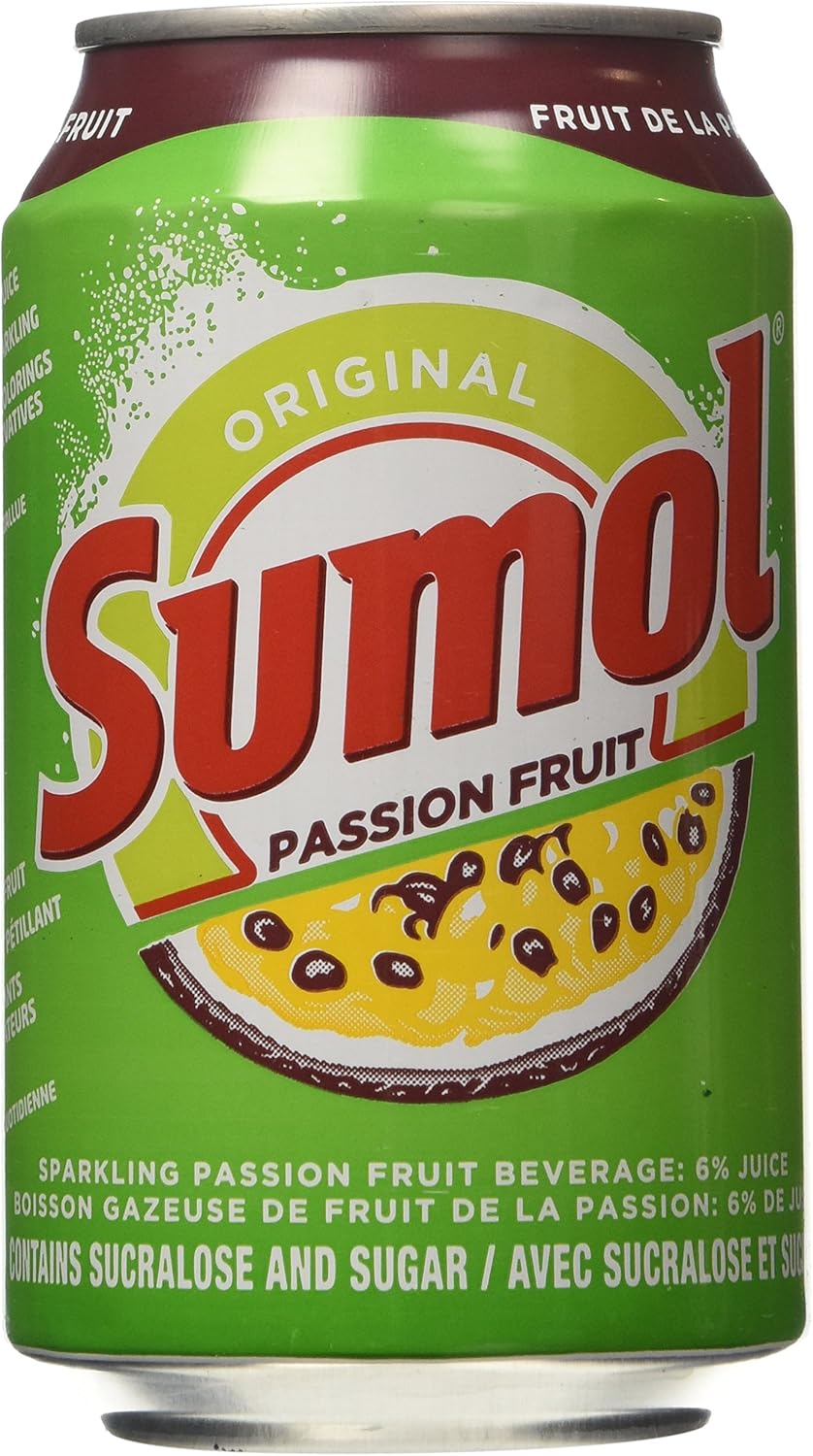 Sumol Passion Fruit Soda Portugal 11.15 Oz. Cans 6 Pack