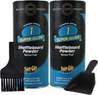 Sun-Glo Shuffleboard Sand - Shuffleboard Powder Wax with Mini Dustpan and Mini Brush Set, 2 Pack (16oz/Each) SunGlo #1 Super Glide (Fast Speed)