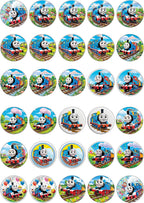 30 x Edible Cupcake Toppers – Thomas Train Themed Collection of Edible Cake Decorations | Uncut Edible on Wafer Sheet