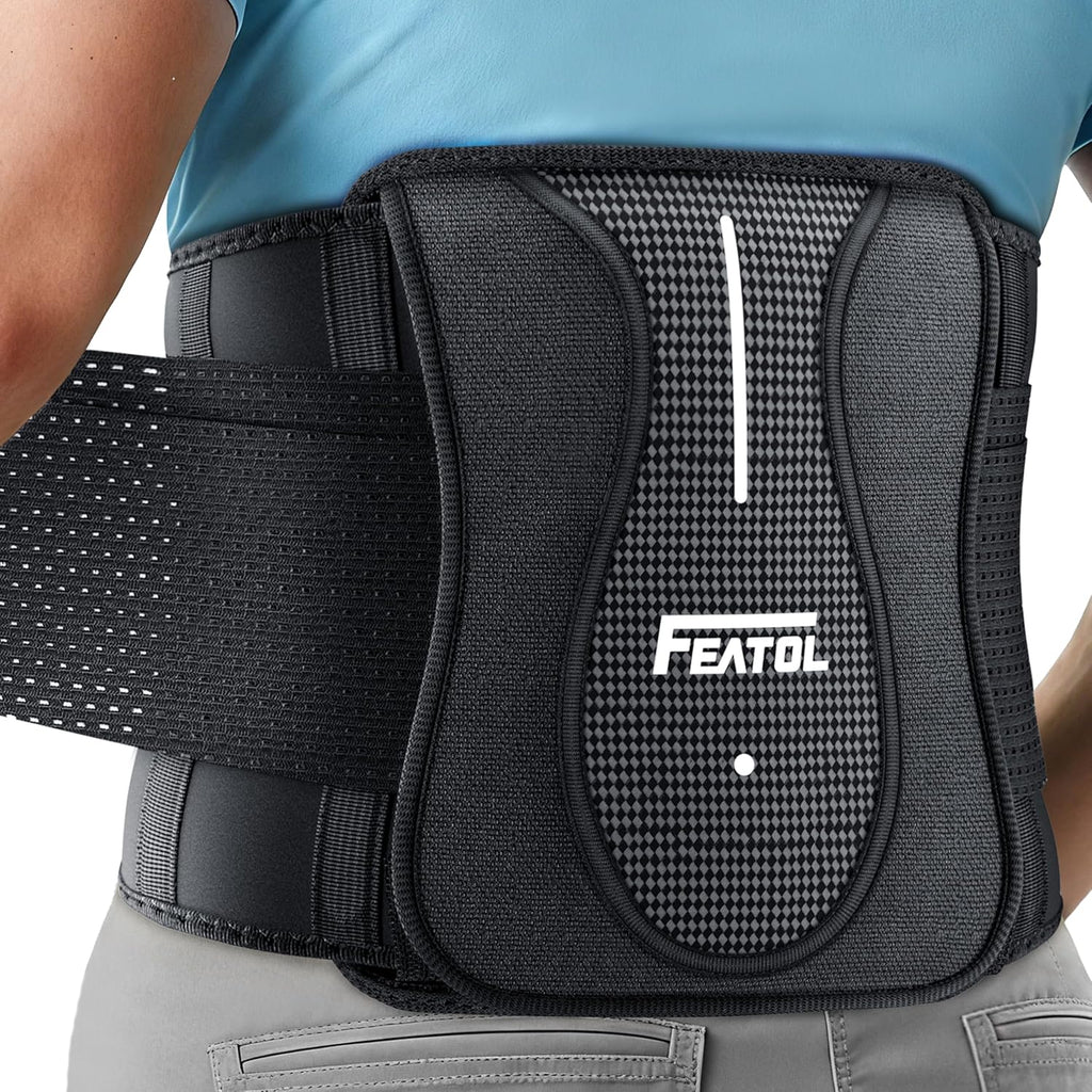 FEATOL Back Brace for Lower Back Pain Relief with Removable Support Pad, Adjustable Dual Lumbar Support for Men Women, Herniated Disc, Sciatica & Strain, Scoliosis, Size L/XL 29.8"-38.6"