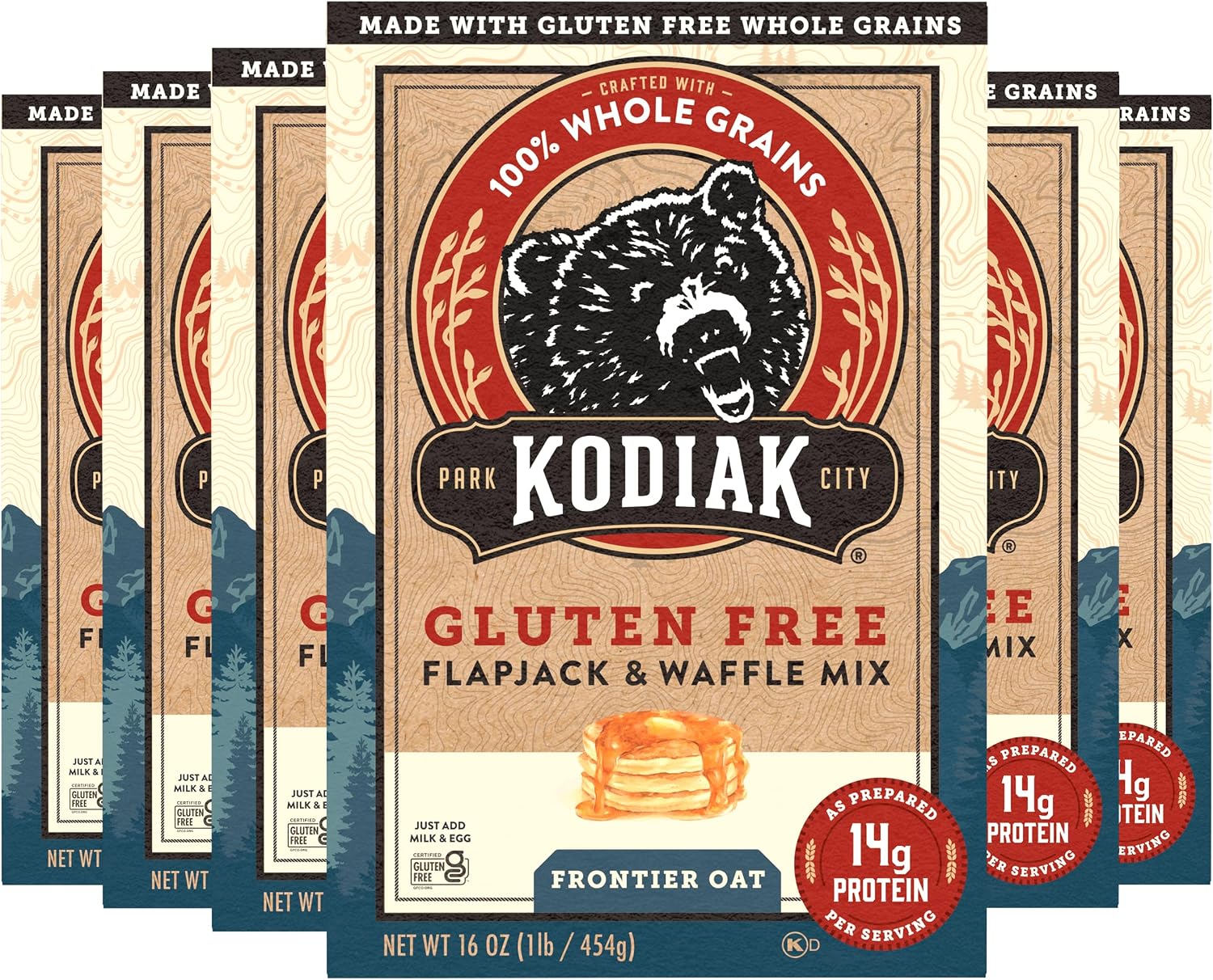 Kodiak Cakes Frontier Oat Gluten Free Protein Pancake and Waffle Mix, 16oz (Pack of 6)