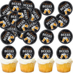 Ercadio 40 PCS Edible Beer Party Cupcake Toppers Cheers and Beers Happy Birthday Party Decorations for Father's Day Whiskey Beer Cake Drink Topper Favor for Summer Family Party Decor Supplies