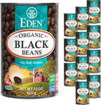 Eden Organic Black Beans, 15 oz Can (12-Pack Case) , No Salt Added, Non-GMO, U.S Grown, Heat and Serve, Macrobiotic, Turtle Beans, Frijol Negro, Caviar Criollo