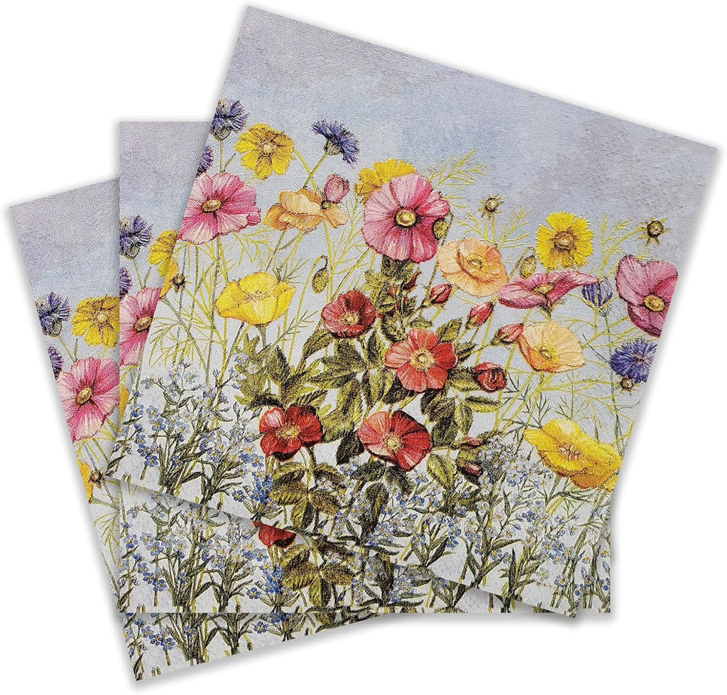 Colored Paper Cocktail Napkins, 20 Count Shabby Chic Napkins for Wedding, Dinner Tea Party Shower, Flowers & Plants