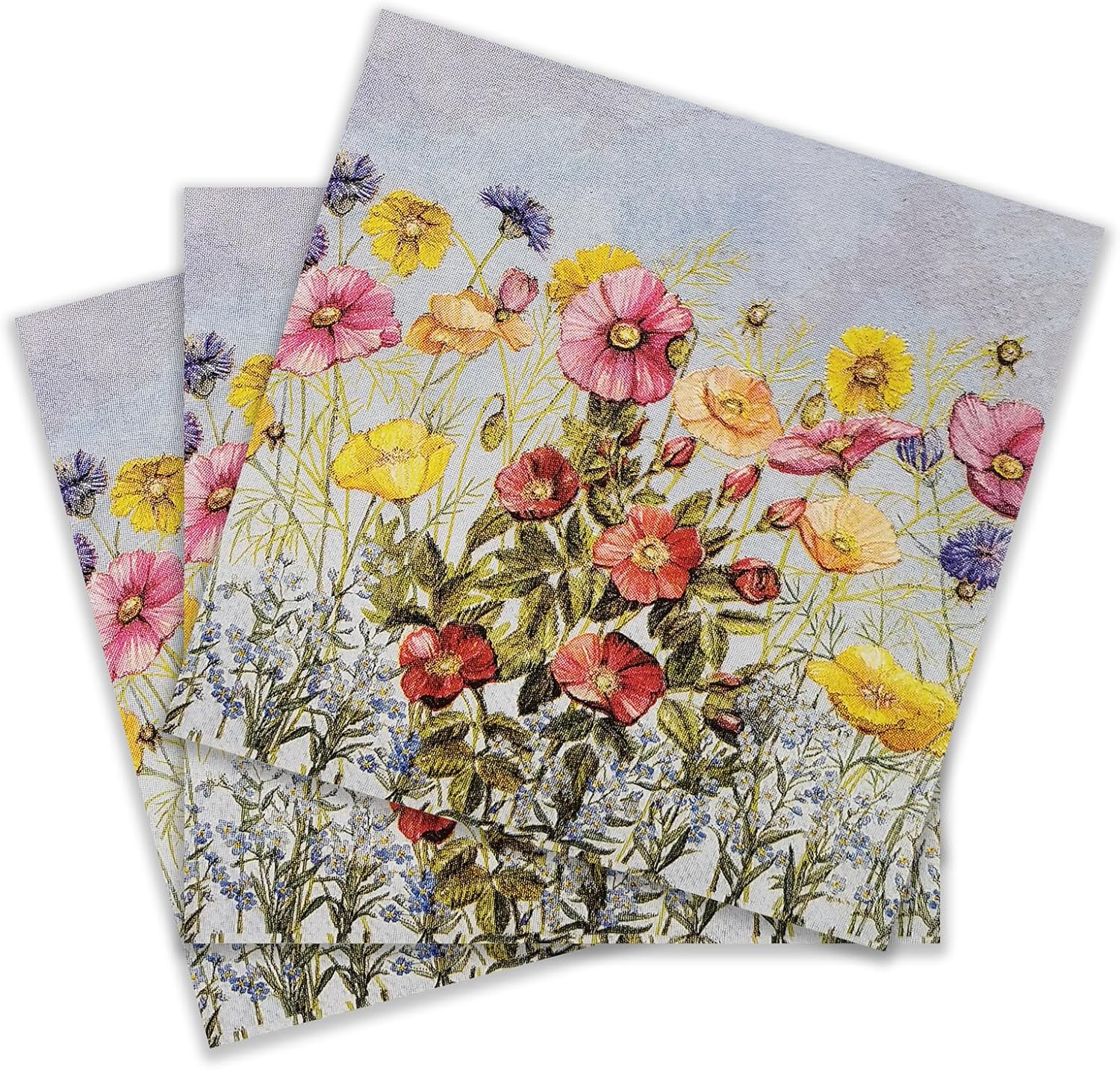 Colored Paper Cocktail Napkins, 20 Count Shabby Chic Napkins for Wedding, Dinner Tea Party Shower, Flowers & Plants