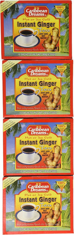 Caribbean Dreams Instant Ginger Tea, Pre-Sweetened, 10 Sachets (4 Pack)