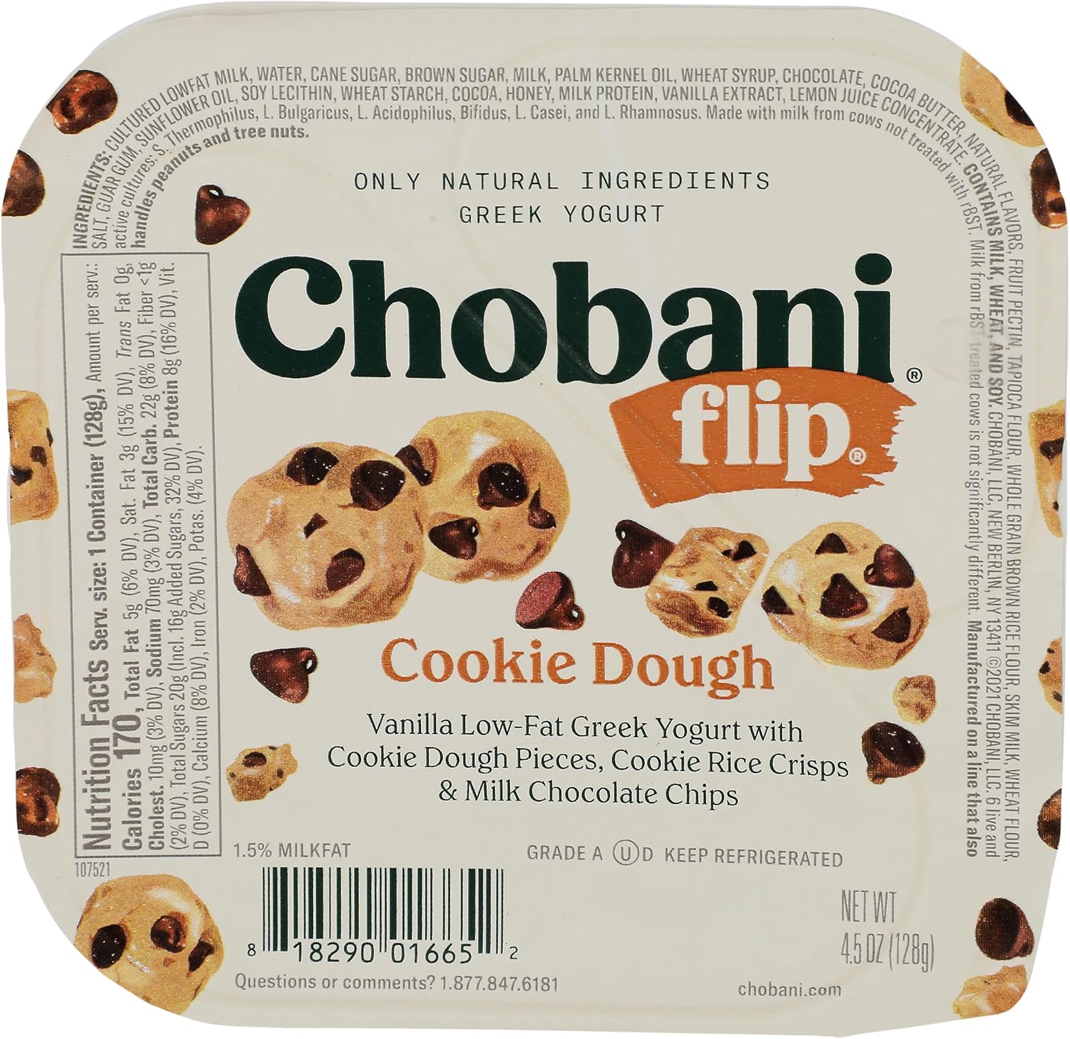 Chobani® Flip® Low-Fat Greek Yogurt Chocolate Chip Cookie Dough 4.5oz