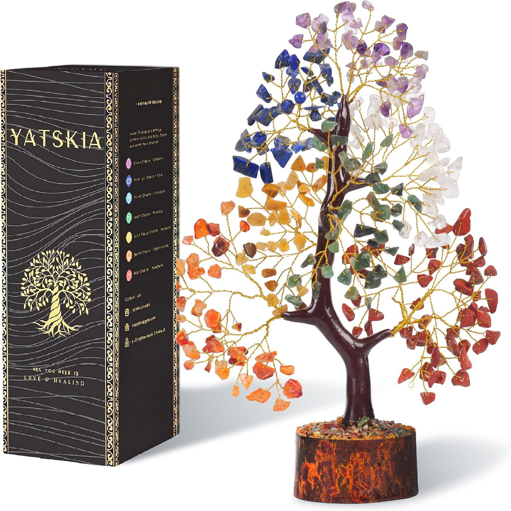 YATSKIA Chakra Crystal Tree - Handmade Healing Crystal Trees with 7 Chakra Stones | Tree of Life for Meditation | Feng Shui | Birthday Gift for Woman | Gifts for Women | Home Decor | Office Decor