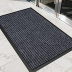 Commercial Floor Mat Non-Slip Waterproof, 2' x 3' Front Door Mat for High Traffic Areas, Easy Clean Low Profile Durable Rug, for Entryway, Indoor/Outdoor, Office, Industrial, Garage, Grey