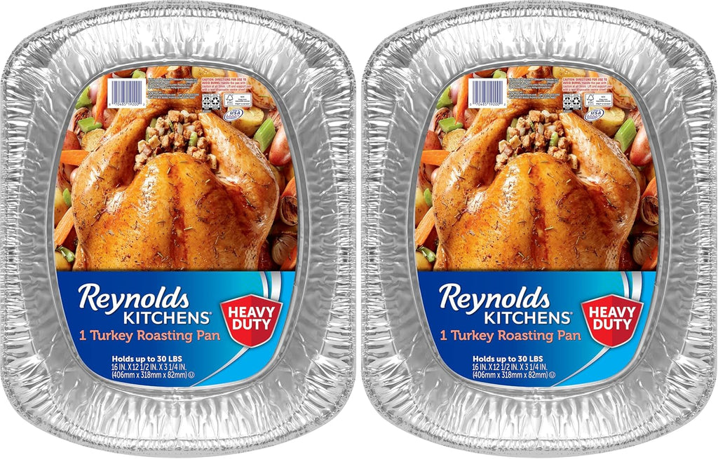 Reynolds Kitchens Turkey Size Roaster Pan, Holds Up to 30lbs, 1 Count (Pack of 2)