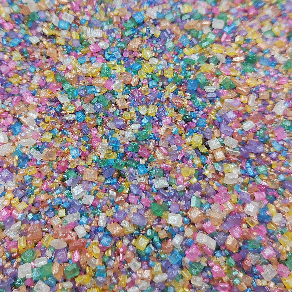 Rainbow Sprinkles Sugar Crystals for Cake Decorating, Pastel Sprinkles Mix, Edible Large Crystals Sparkling Sugar for Baking, Birthday, Ice Cream, Cookies, Cake Decorations