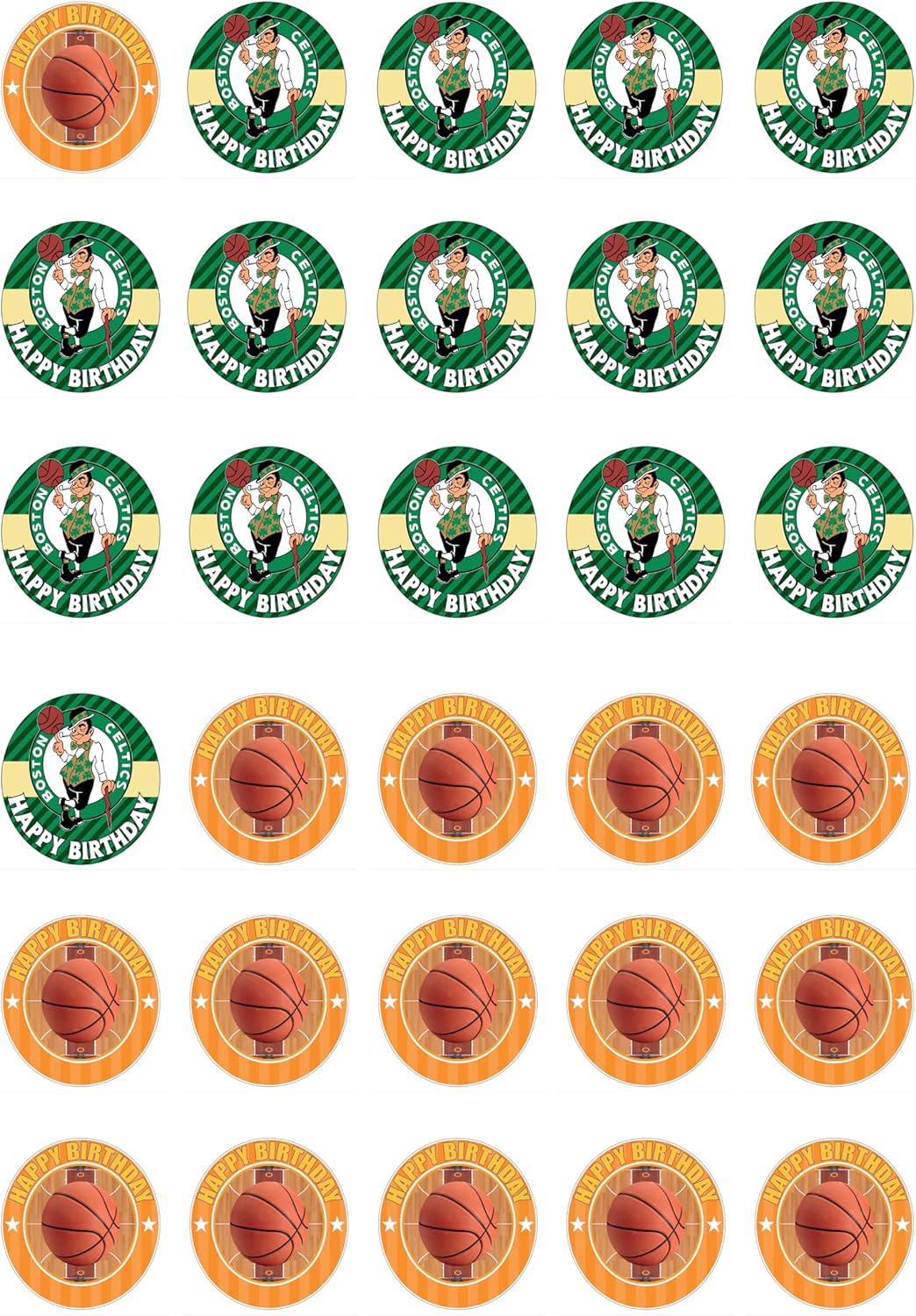 30 x Edible Cupcake Toppers – Boston Court Stars Themed Collection of Edible Cake Decorations | Uncut Edible on Wafer Sheet