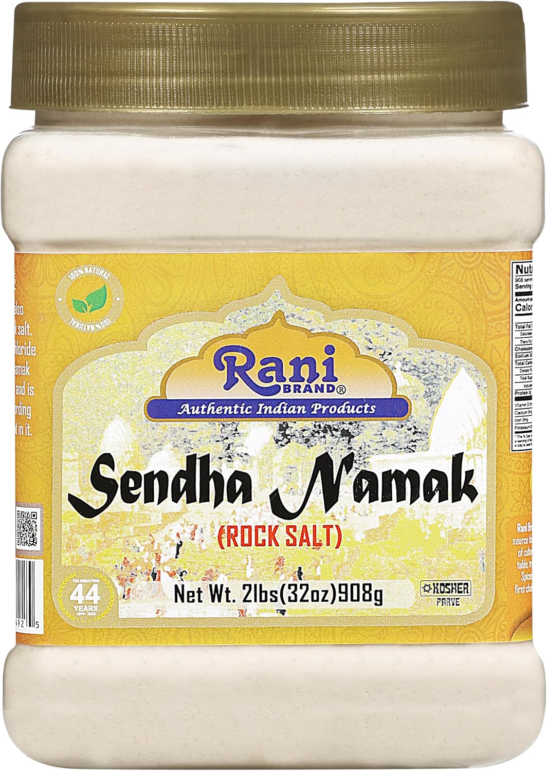 Rani Sendha Namak (Rock Salt) Powder 32oz (2lbs) 908g PET Jar ~ All Natural | Vegan | Gluten Friendly | NON-GMO | Kosher | Indian Origin