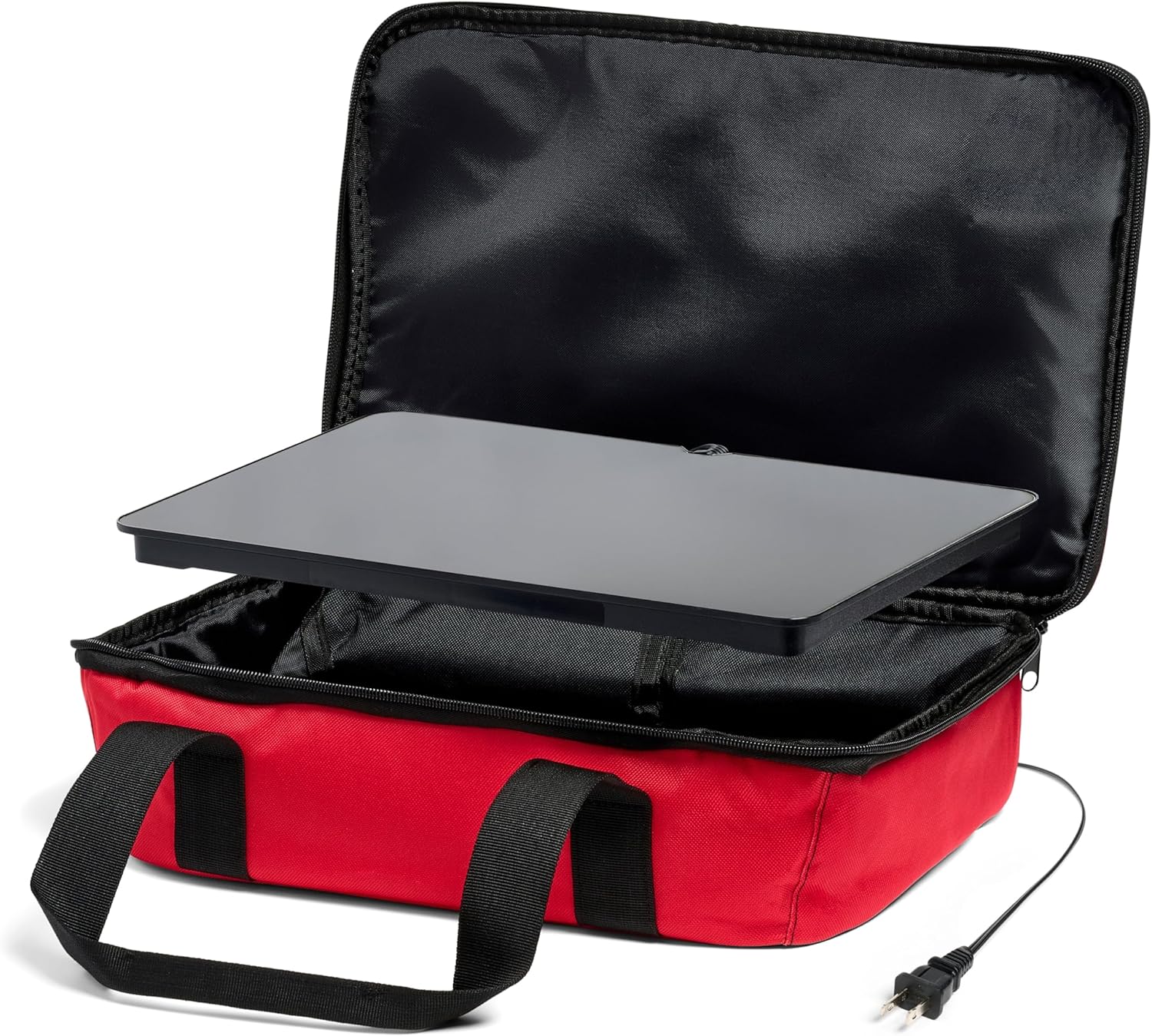 HOTLOGIC Max Large Portable Electric Food Heater - Innovative Food Warmer and Heated Lunch Box for Adults Car/Home - Easily Cook, Reheat, and Keep Your Food Warm - RED - 120V