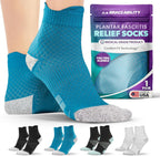 BraceAbility Plantar Fasciitis Socks - Ankle Compression Socks for Foot Pain Relief, Heel Spurs, Achilles Tendonitis, Full-Toe Arch Support Sleeve Socks for Women and Men (1 Pair - L Teal)