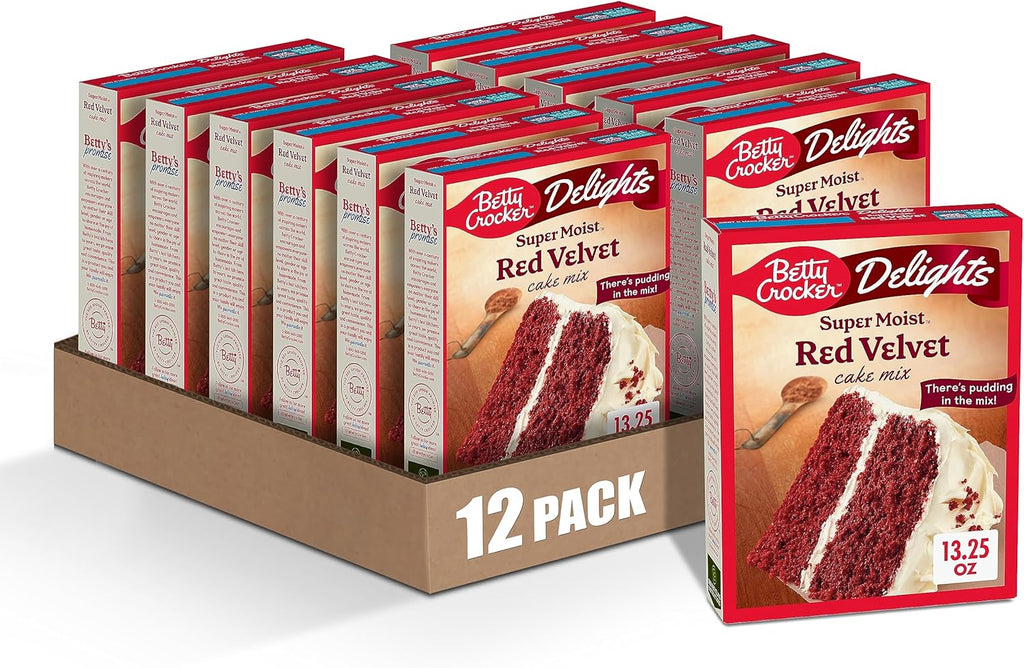 Betty Crocker Delights Super Moist Red Velvet Cake Mix, 13.25 oz. (Pack of 12)