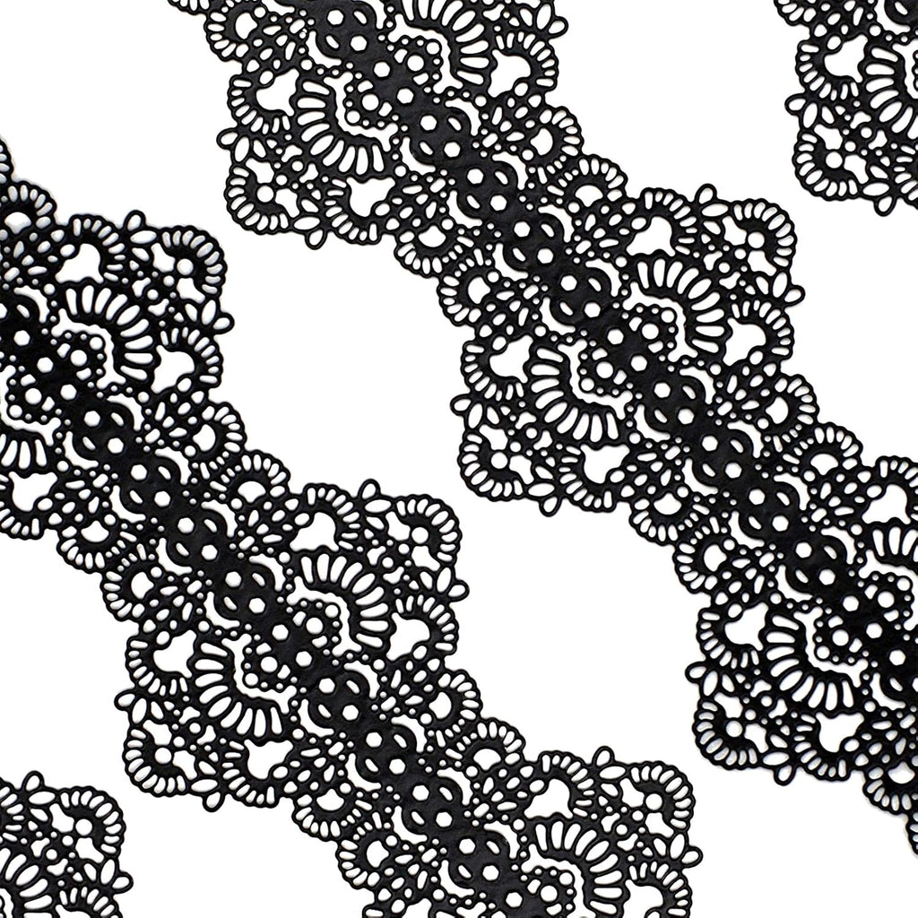Funshowcase Large Pre-Made Ready to Use Edible Cake Lace Art Nouveau Style Applique Black 14-inch 10-piece Set