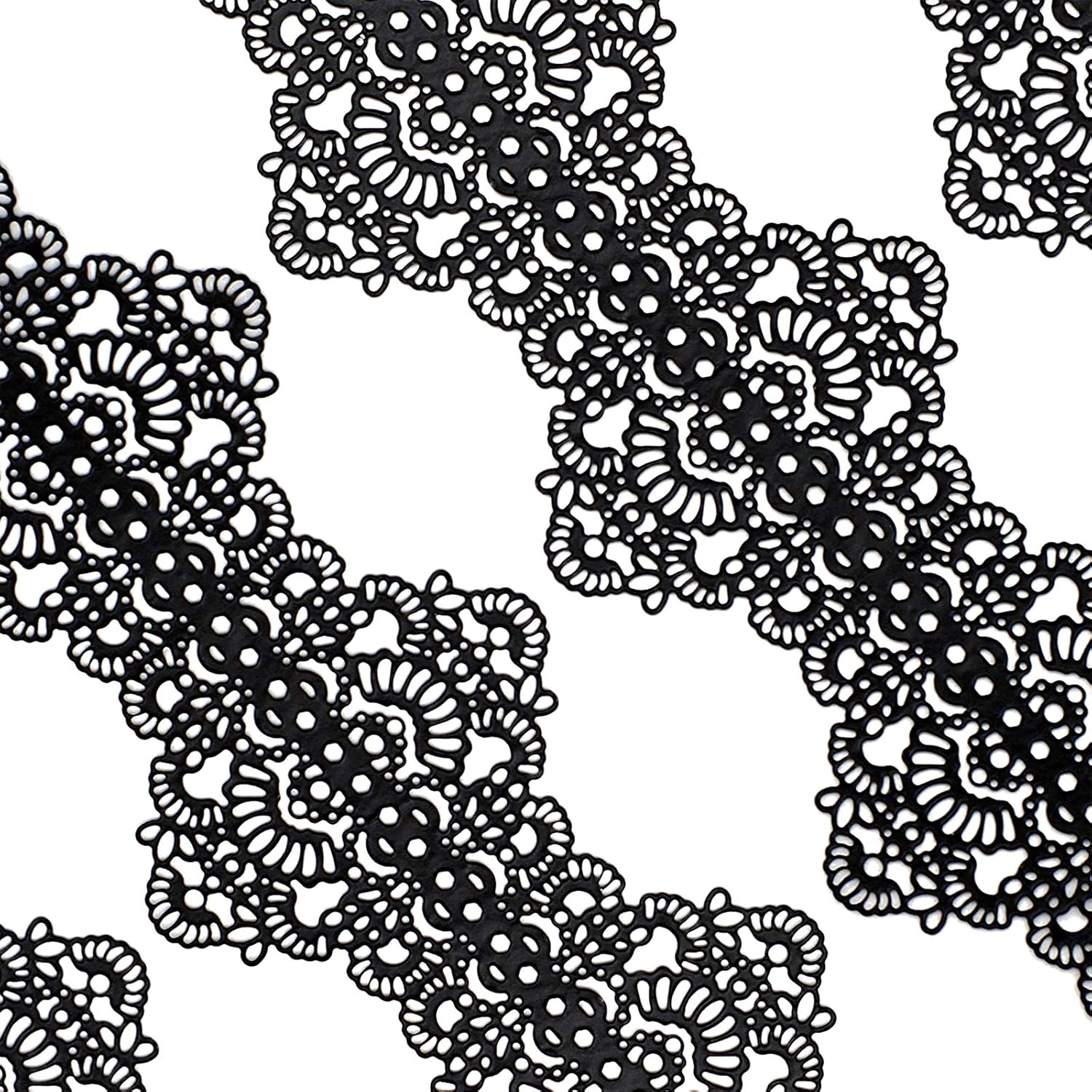 Funshowcase Large Pre-Made Ready to Use Edible Cake Lace Art Nouveau Style Applique Black 14-inch 10-piece Set