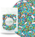 Sprinkle Pop You're My Rainbow Sprinkle Mix| Rainbow Sprinkles Heavy on Blue Jimmies with ~10 Rainbow and Clouds Wafer Papers| Birthday Sprinkles Made in USA for Decorating Cake Cupcakes Cookie, 2oz