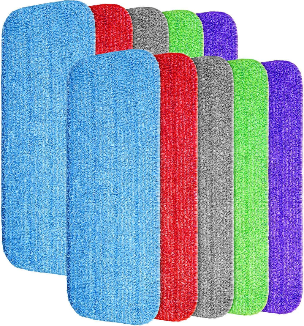 Boao 10 Pieces Reusable Microfiber Mop Pads Head Replacement 16.5 Inch Cleaning Reveal Spray Pads Refills Machine Washable Cloth Fit for Most Mops