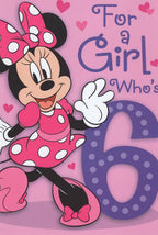 Minnie Mouse Happy 6th Sixth Birthday Card for Girl (Age 6) - A Wish for Your Favorite Kind of Day and Your Favorite Kind of Fun - For a Special Girl Who's Six Years Old and Liked By Everyone!