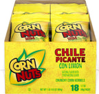 CORN NUTS Chile Picante con Limon Flavored Corn Kernels, Crunchy Corn Snacks, Snack Box, Variety Packs, Food for Adults, 1.7oz. (Pack of 18)