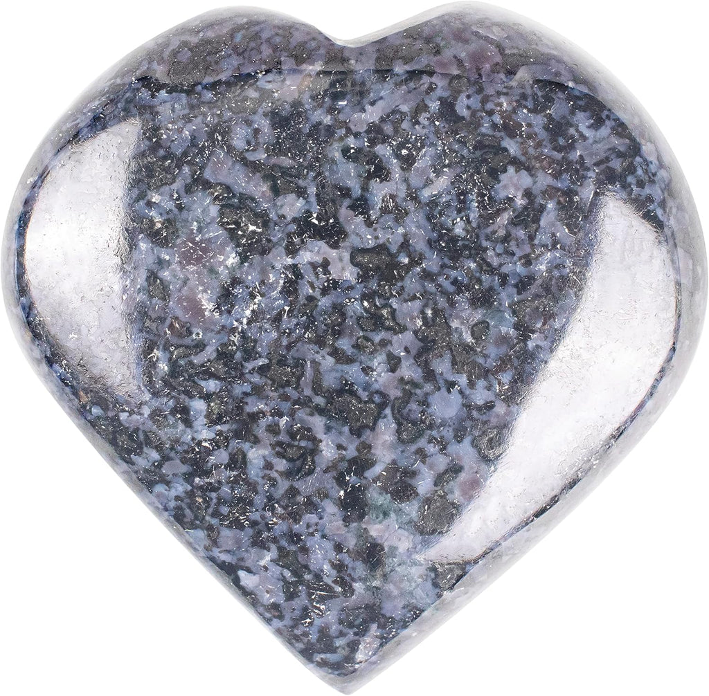 Crocon 50mm Indigo Gabbro Heart stone Big Heart Shape Puff Stones Set 450+ Carats Pocket Crystal Healing Tumble Collection Palm Worry Stone Good Luck Charm Meditation Gift Craft Home Decor
