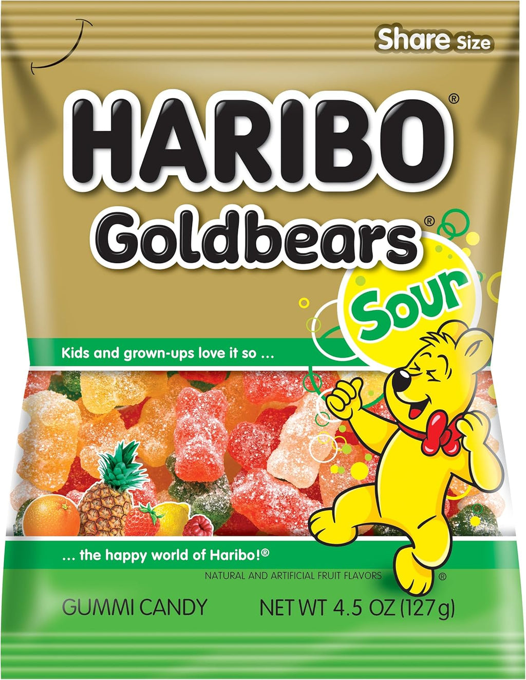 HARIBO Gummi Candy, Sweet & Sour Goldbears, Gummy Bears with A Twist, 4.5 Ounce (Pack of 12) Delicious Soft and Chewy Snacks, Assorted Fruity Flavors