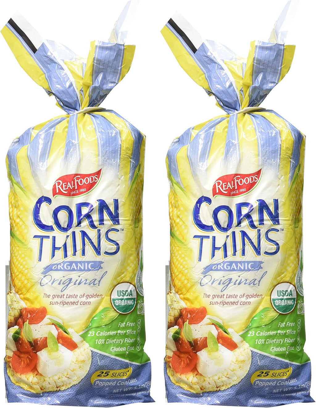 Real Foods Original Organic Corn Thins, 5.3 oz, 2 pk