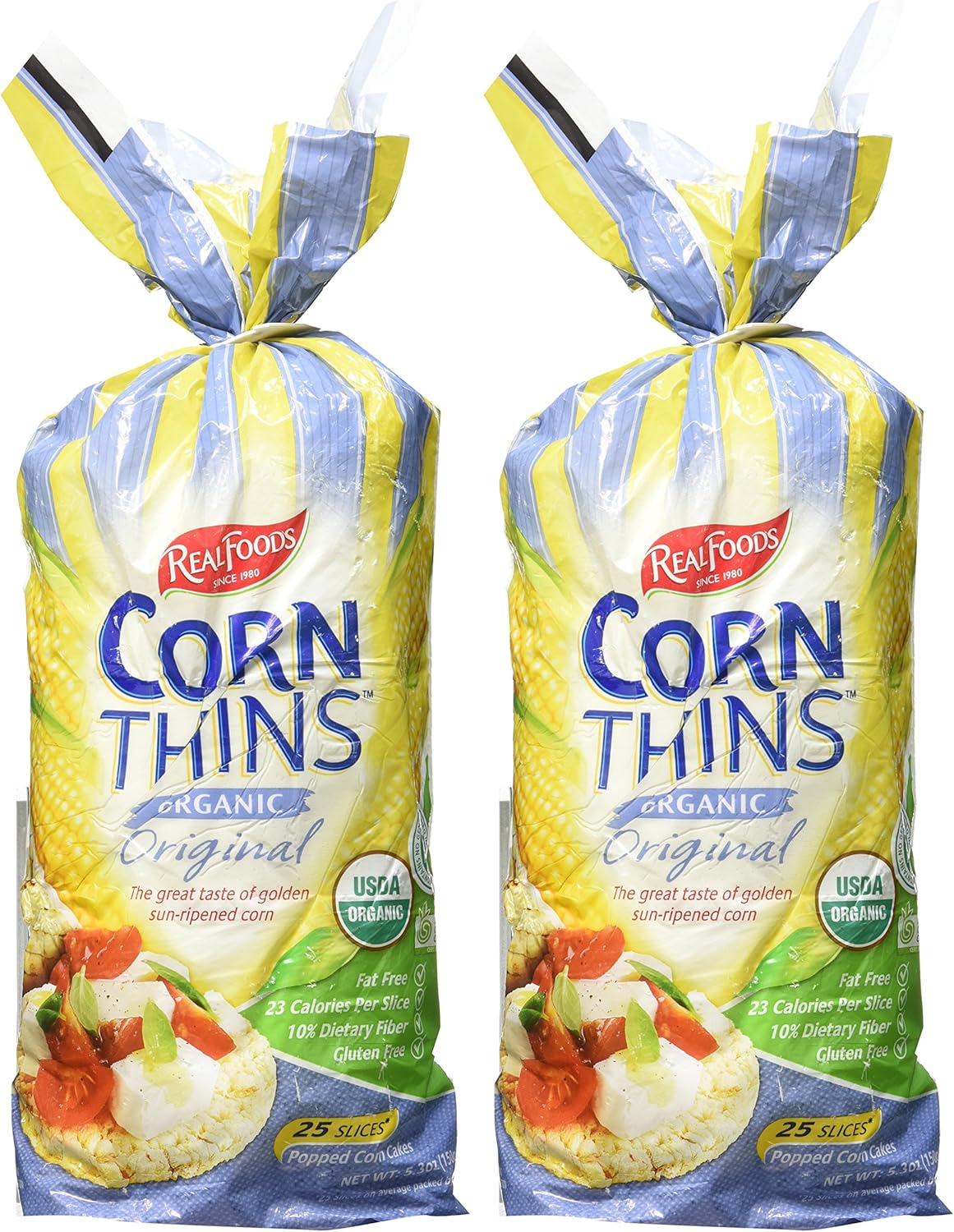 Real Foods Original Organic Corn Thins, 5.3 oz, 2 pk