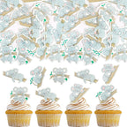 60 Pack Edible Koala Cupcake Toppers Glitter Wild Animal Cupcake Picks Water Paper Koala Birthday Cupcake Decorations Baby Shower Birthday Theme Party Cake Decorations Supplies