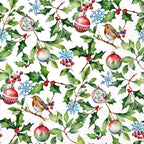 IHR Ideal Home Range Party Napkins Disposable 3-Ply Paper Lunch Napkin Pack, 6.5" x 6.5", Christmas Holly, 20-Count