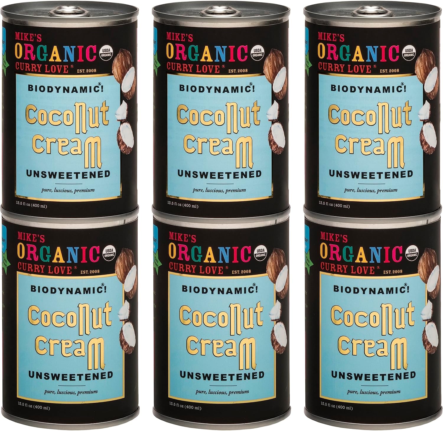 Biodynamic & Organic Unsweetened Coconut Cream | Case of 6 x 13.5 fl oz cans