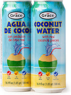 Grace Coconut Water Can with Real Coconut Pieces - 2 Pack 500ml - Agua de Coco