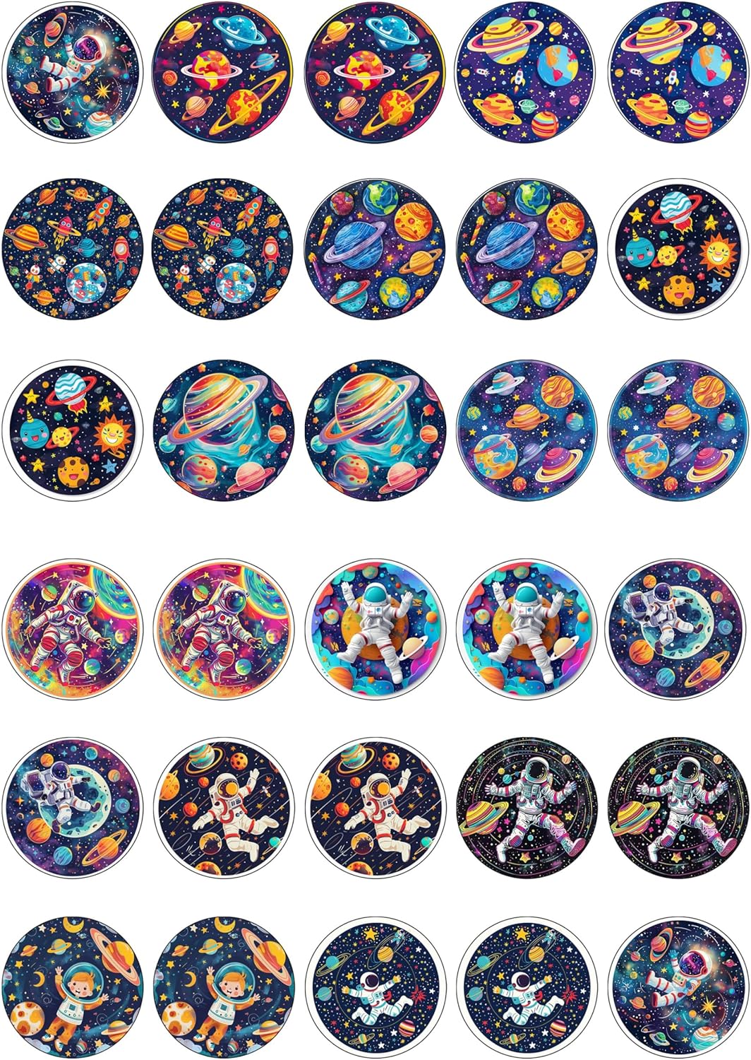 30 x Edible Cupcake Toppers – space Themed Collection of Edible Cake Decorations | Uncut Edible on Wafer Sheet