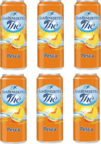 San Benedetto: "The Pesca" Peach Flavoured Tea in Mineral water 11.15 Fluid Ounces (33cl) can (Pack of 6) [ Italian Import ]