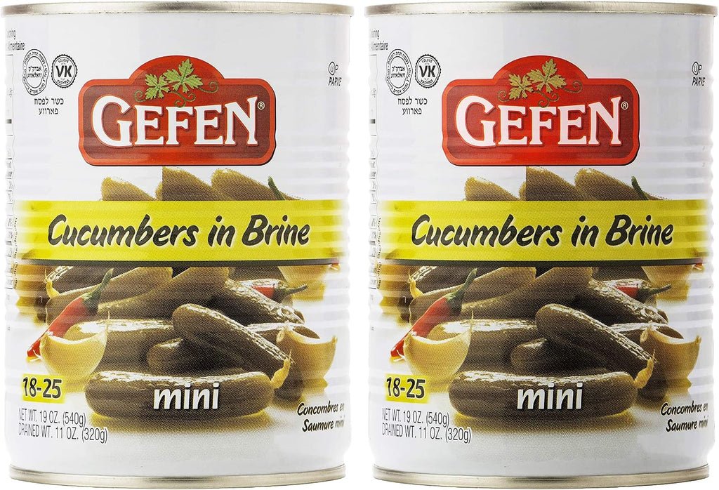 Gefen Mini Pickled Cucumber in Brine, 19oz (2 Pack)