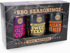Meat Lovers Selection of Premium BBQ Seasonings - Holy Cow, Sweet Texas & Adam's Ribs BBQ Rubs | Pack of 3 | 100% Natural | Spice Gift For Foodie