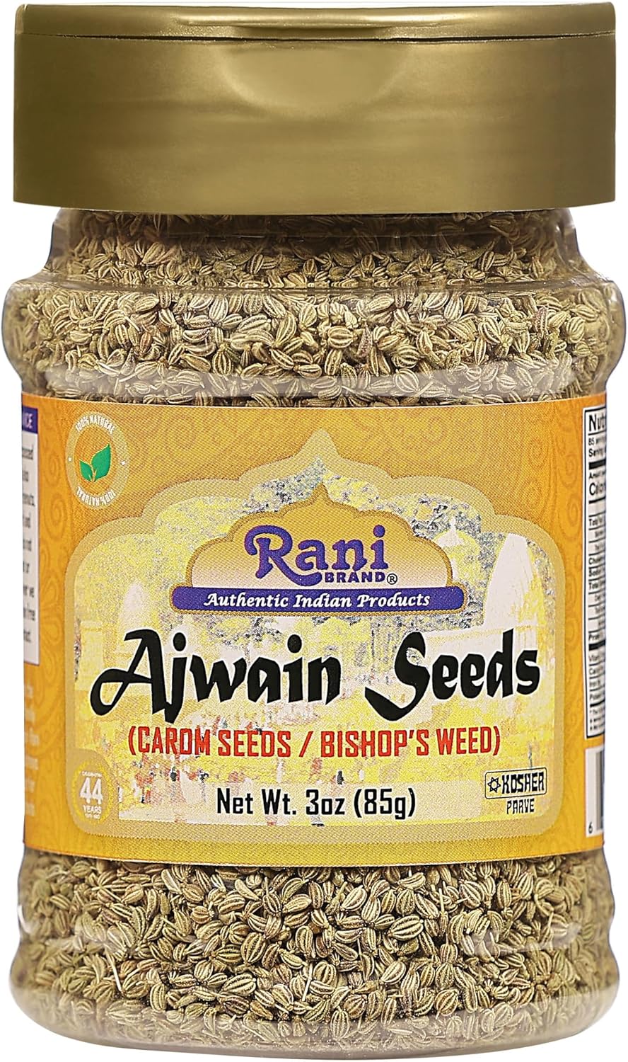 Rani Ajwain Seeds (Carom Bishops Weed) Spice Whole 3oz (85g) PET Jar ~ All Natural | Vegan | Gluten Friendly | NON-GMO | Kosher | Indian Origin