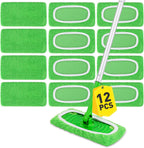12Pcs Reusable Microfiber Mop Pads Compatible with Sweeper Mops,Dry Sweeping Cloths & Wet Mopping Pads Refills,Washable Mop Pads for Floor Cleaning