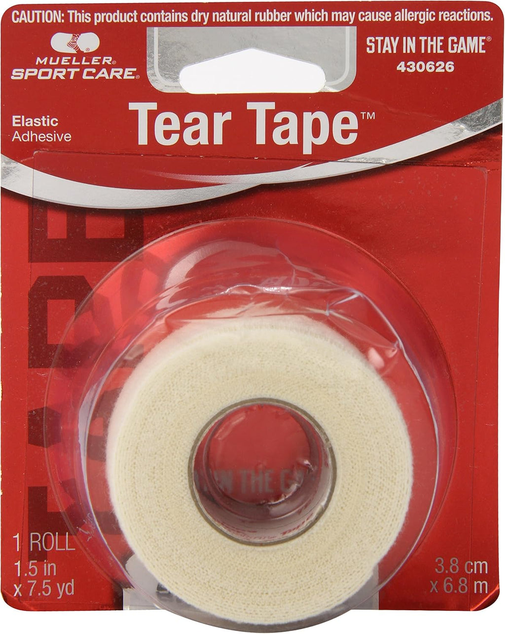 MUELLER Sports Medicine Tearlight Tape, White, 1.5" x 7.5 Yd