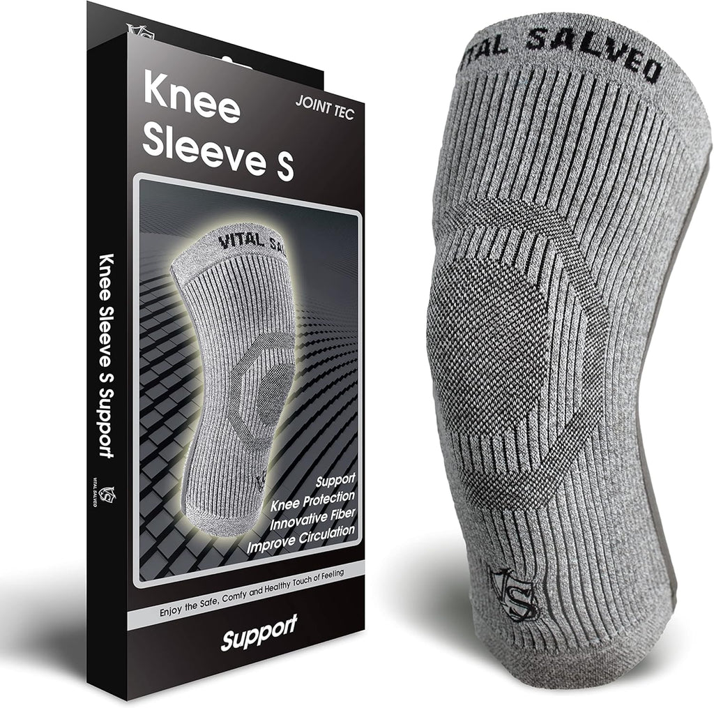 Vital Salveo S-Support 3D Bio-Dynamic Recovery Knee Sleeve – High-Impact Compression for Athletes, Stability & Training-Light Grey (1PC)/L