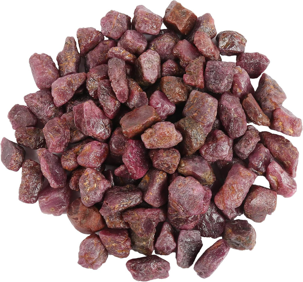 Rough Ruby Crystal 100 Ct Natural Healing Gems Set of 10 Pcs Raw Gemstone Beads for Cabbing, Lapidary, Tumbling, Wire Wrapping, Reiki and Wicca