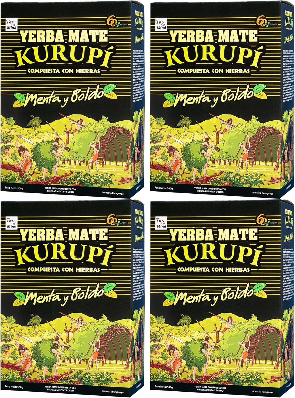 Kurupi Mint Boldo Yerba Mate 500 g (1.1 lbs) 4 Pack